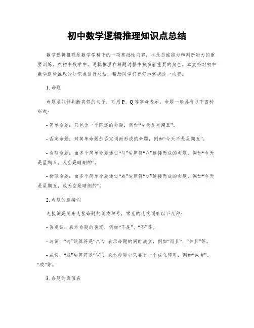 初中数学逻辑推理知识点总结