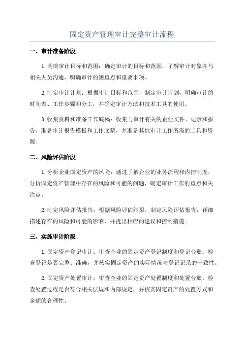 固定资产管理审计完整审计流程