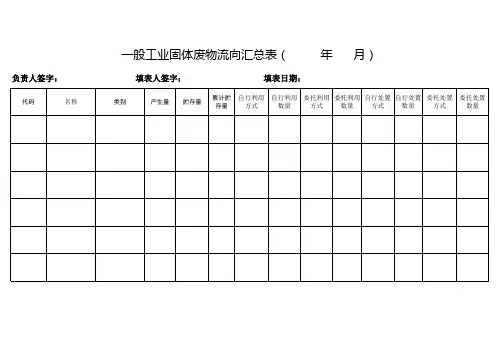 一般工业固体废物流向汇总表(模板)