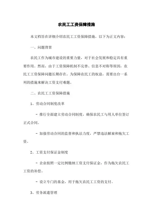 农民工工资保障措施