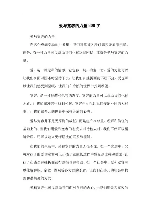 爱与宽容的力量800字
