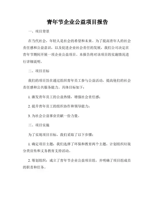 青年节企业公益项目报告