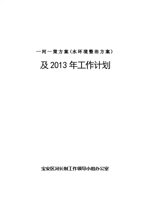 一河一策方案(水环境整治方案)
