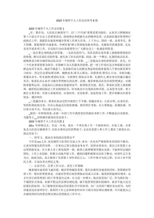 2023年城管个人工作总结参考6篇