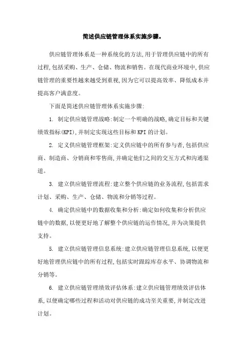 简述供应链管理体系实施步骤。