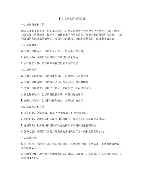 机加工质量的培训计划