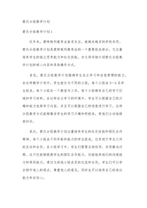 蒙氏分组教学计划