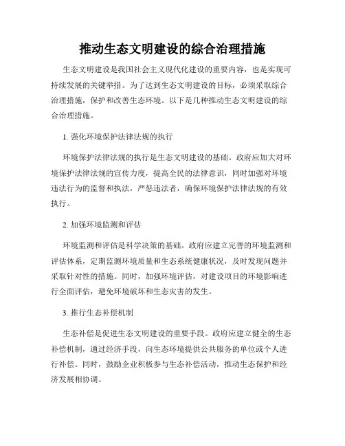 推动生态文明建设的综合治理措施