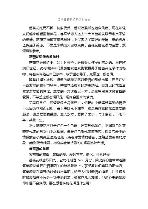 关于蔷薇花的花语与寓意_鲜花礼仪_