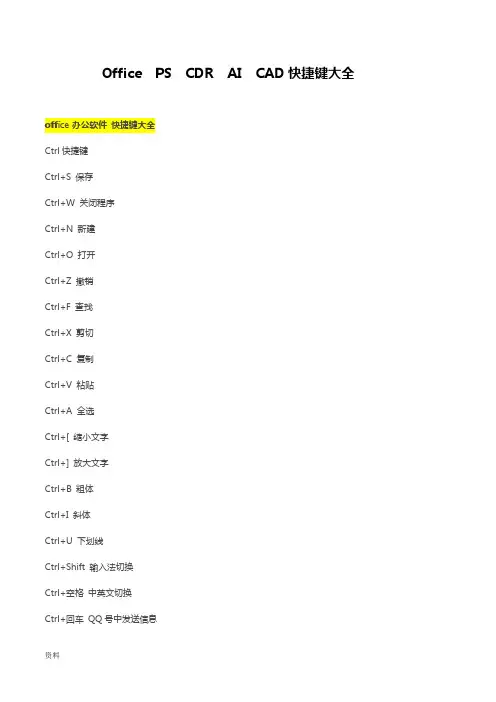 打印全能快捷键大全