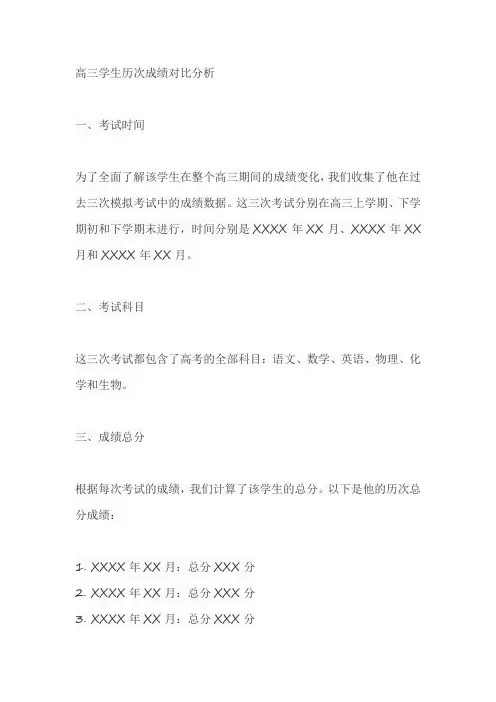 高三学生历次成绩对比