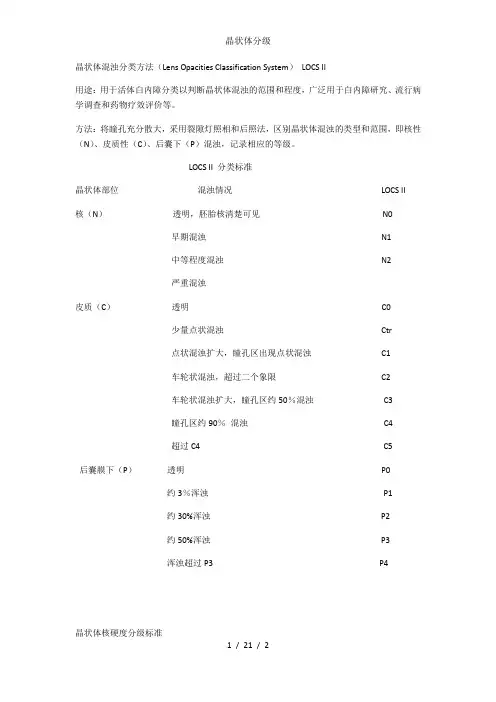 晶状体分级