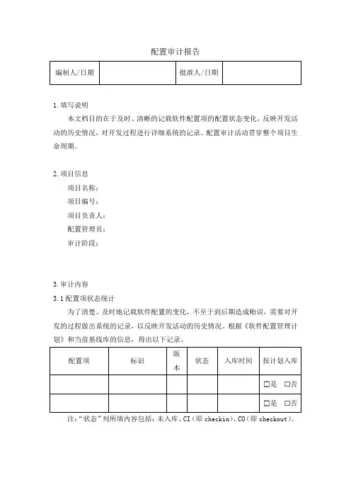 软件配置审计报告
