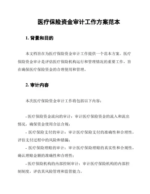 医疗保险资金审计工作方案范本