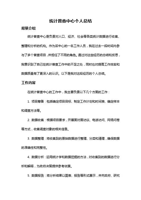 统计普查中心个人总结