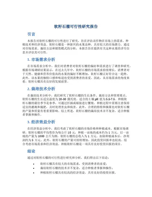 软籽石榴可行性研究报告