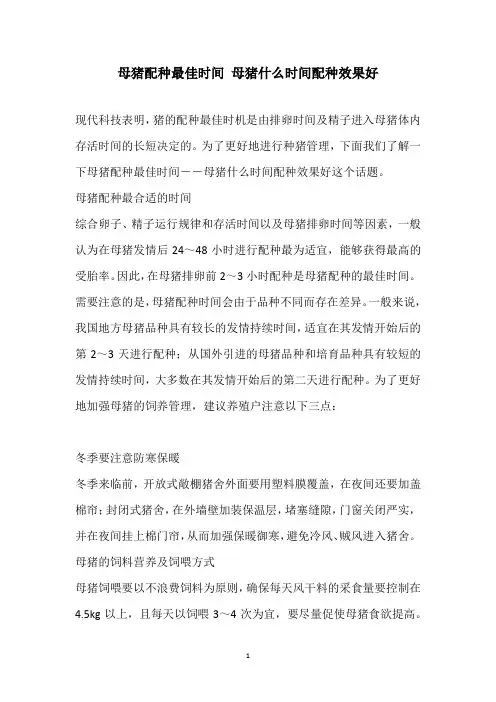母猪配种最佳时间 母猪什么时间配种效果好