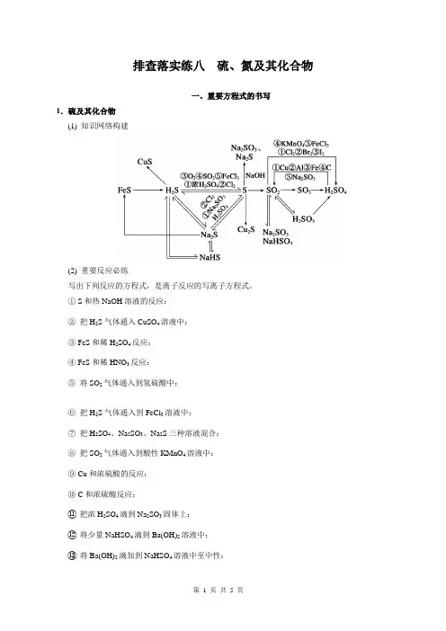 (xs) 第四章 排查落实练八 硫、氮及其化合物