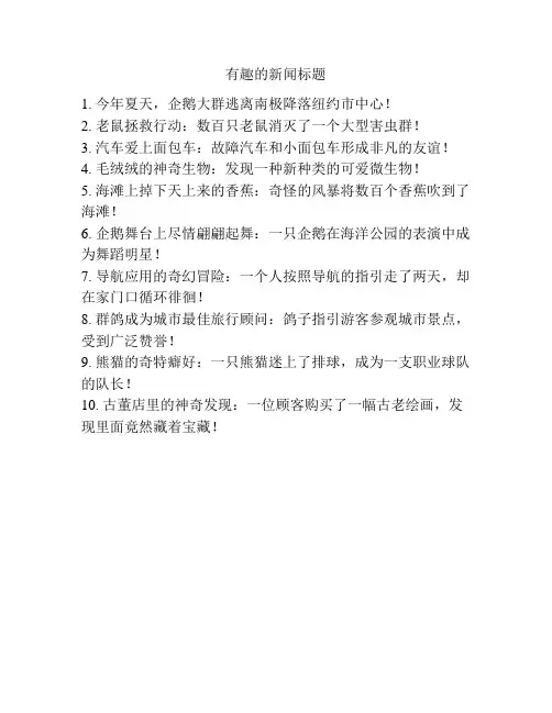 有趣的新闻标题