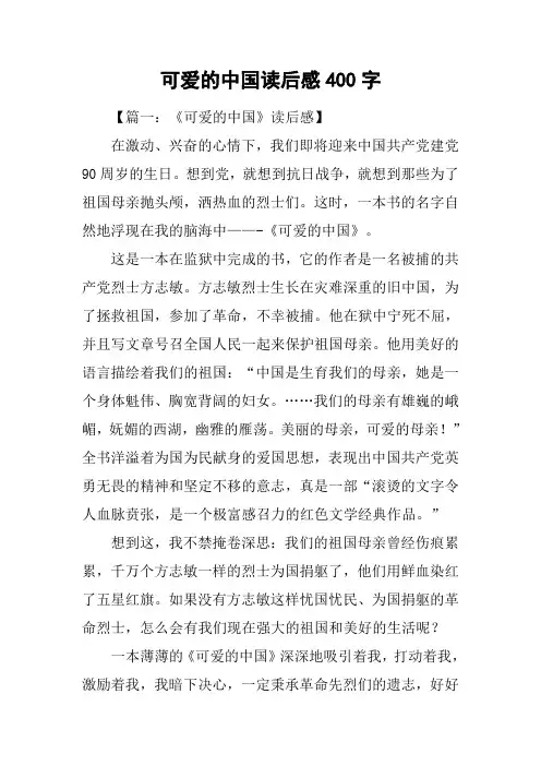 可爱的中国读后感400字