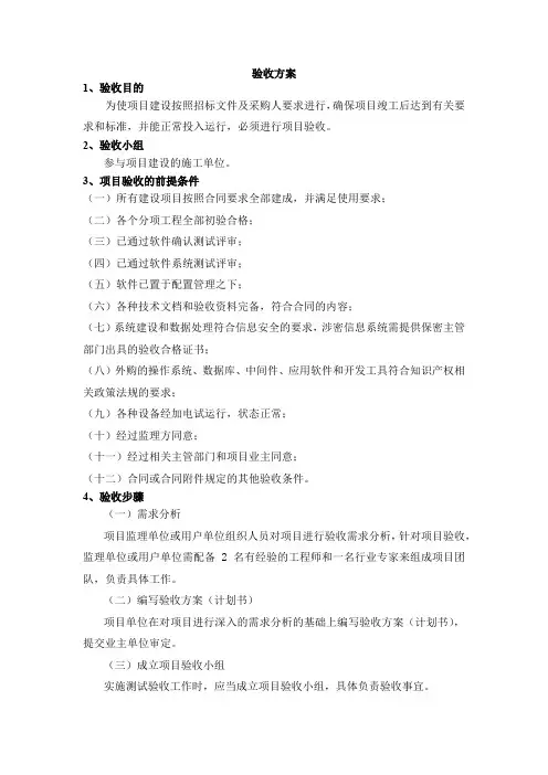 验收方案(网络工程)