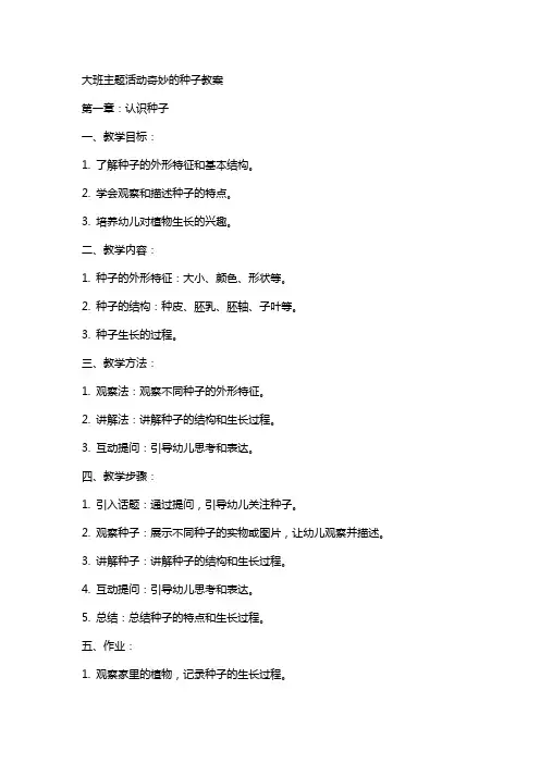 大班主题活动奇妙的种子教案