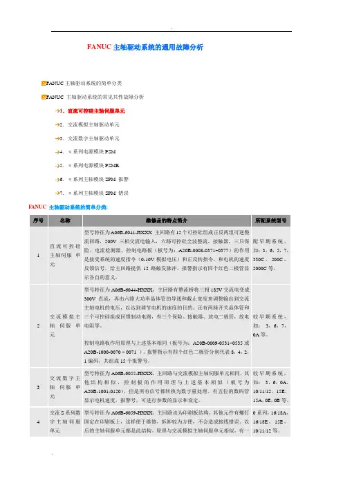 FANUC主轴驱动系统的通用故障分析