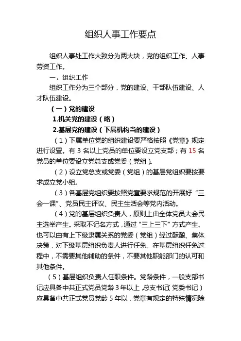 组织人事工作要点
