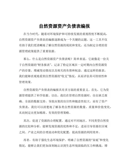 自然资源资产负债表编报