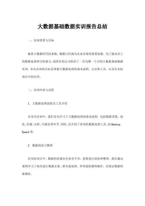 大数据基础数据实训报告总结