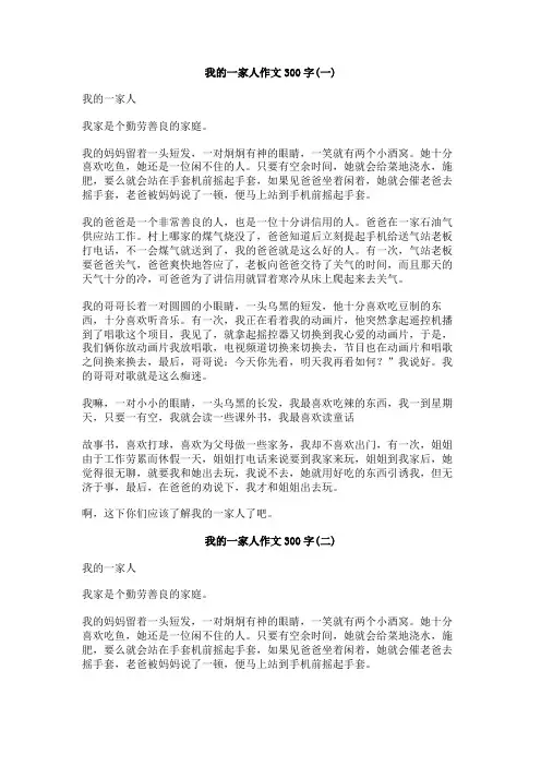 我的一家人作文300字