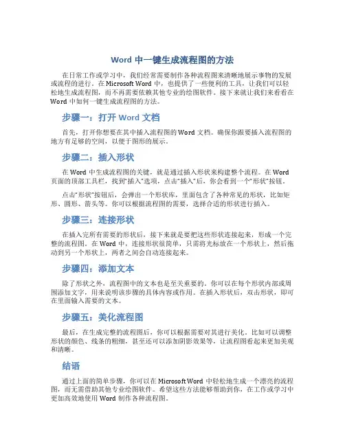word一键生成流程图