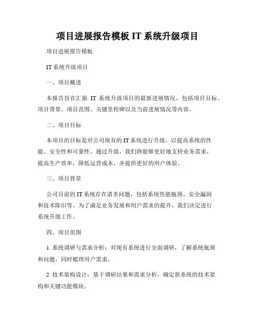 项目进展报告模板IT系统升级项目