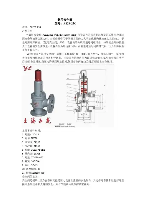 氨用安全阀说明书