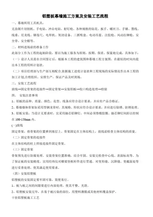 铝塑板幕墙施工方案及安装工艺流程01