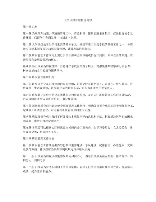 大学班级管理制度内容