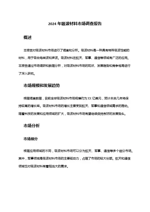 2024年吸波材料市场调查报告