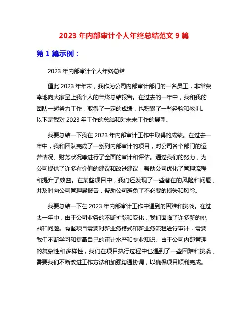 2023年内部审计个人年终总结范文9篇
