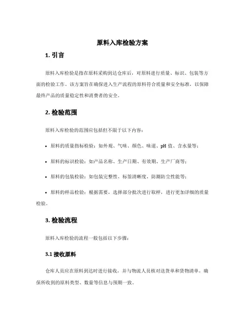 原料入库检验方案