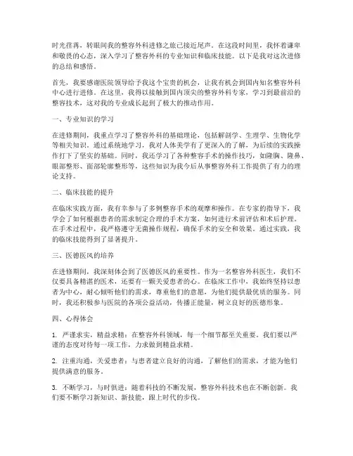 整容外科进修总结范文