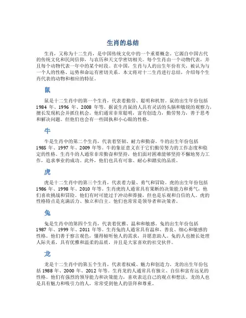生肖的总结