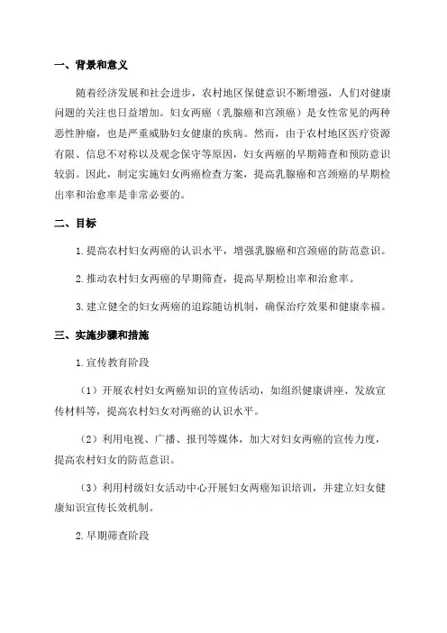 2024年农村妇女两癌检查实施方案