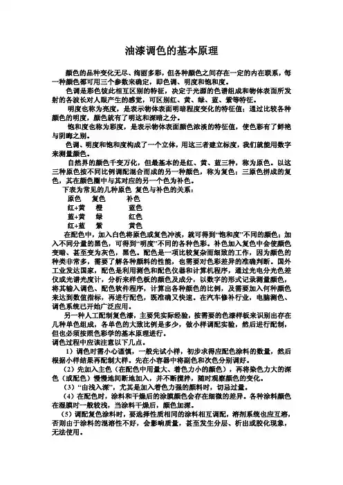 油漆调色的基本原理
