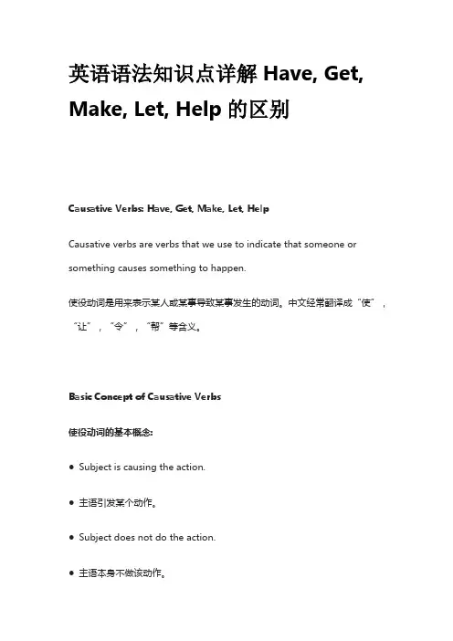 英语语法知识点详解Have,Get,Make,Let,Help的区别
