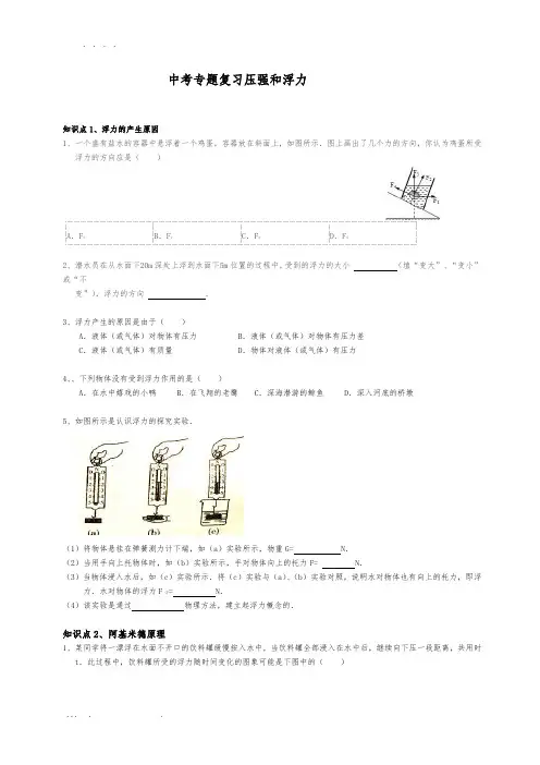 2014年中考物理-专题复习-压强和浮力