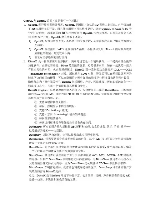 OpenGL与DirectX说明
