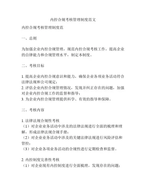 内控合规考核管理制度范文