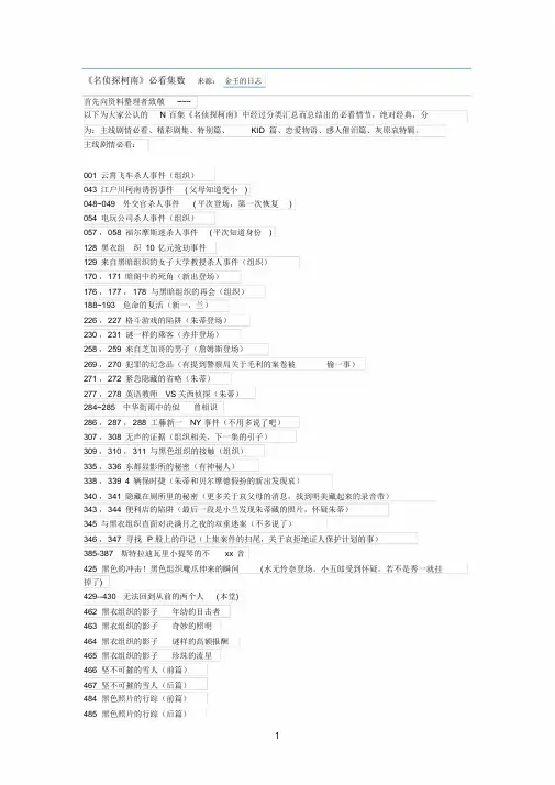 名侦探柯南必看剧集推荐