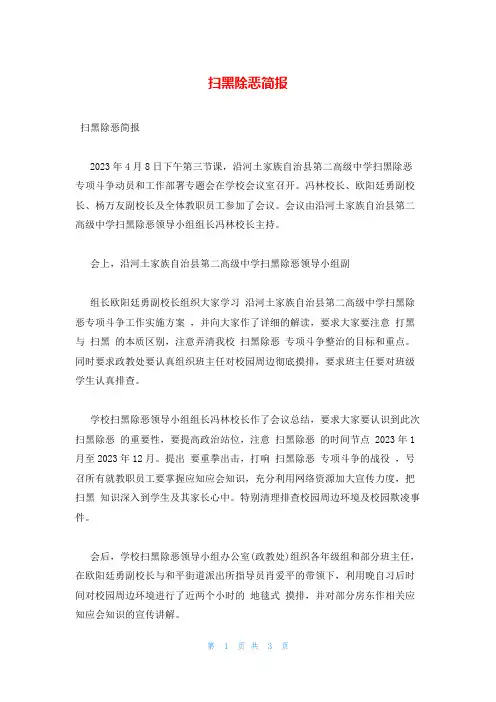 扫黑除恶简报