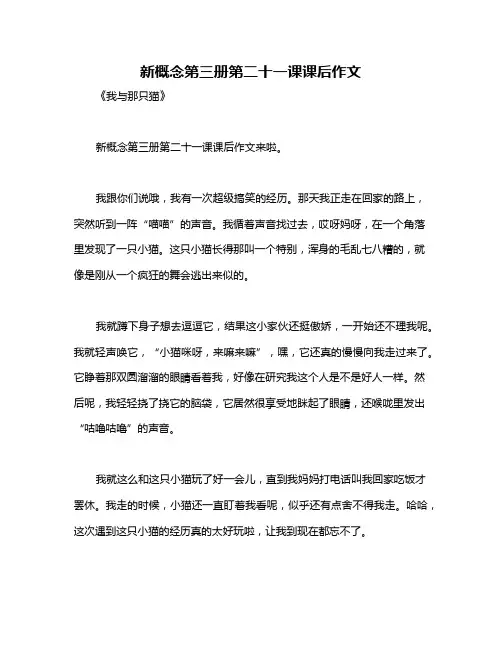 新概念第三册第二十一课课后作文